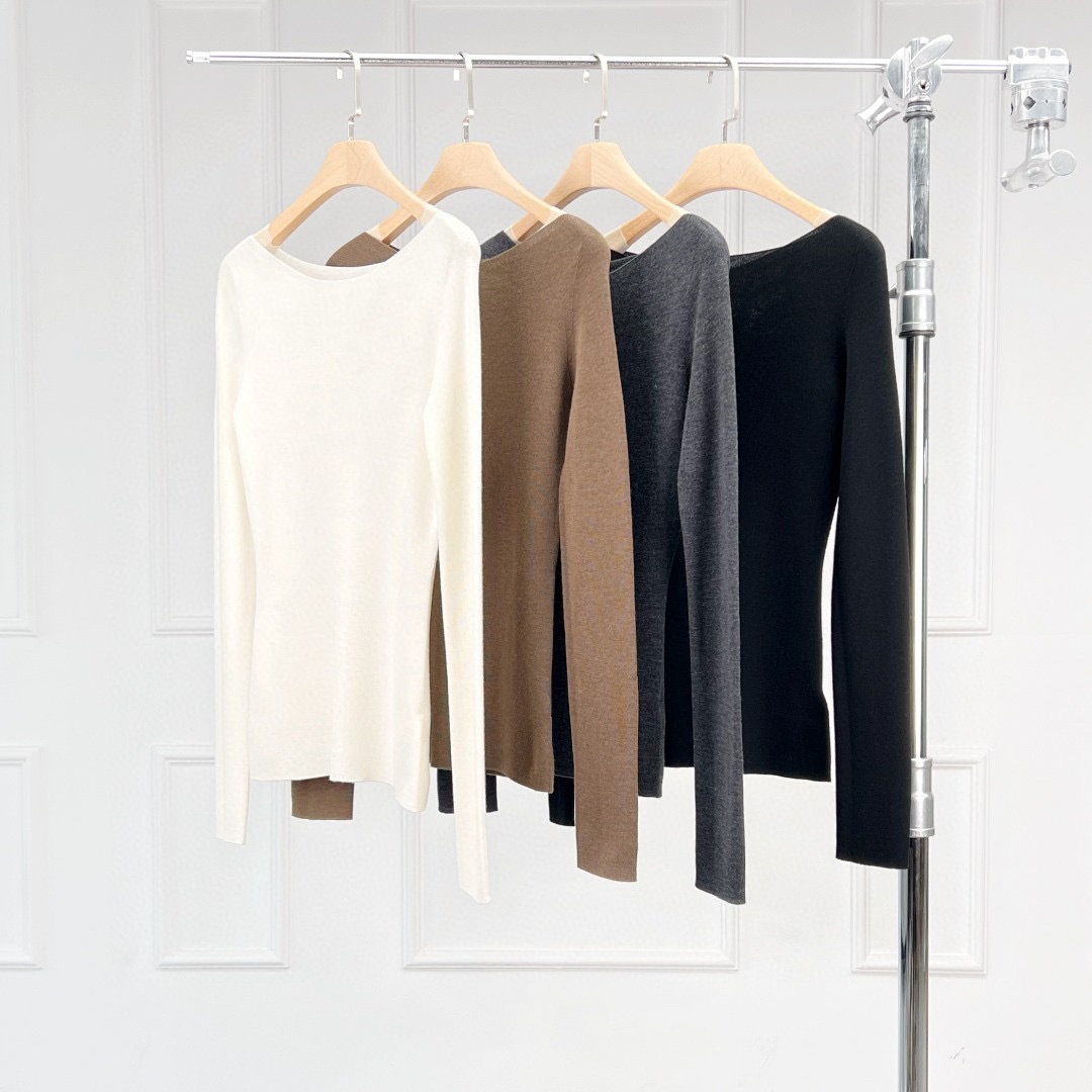 Clair E-Commerce-Lieferkette | Lynn German Yangtze Garn 48 Count Nahtloser One-Shoulder Langarm-Strickpullover aus Wolle_voghion.com