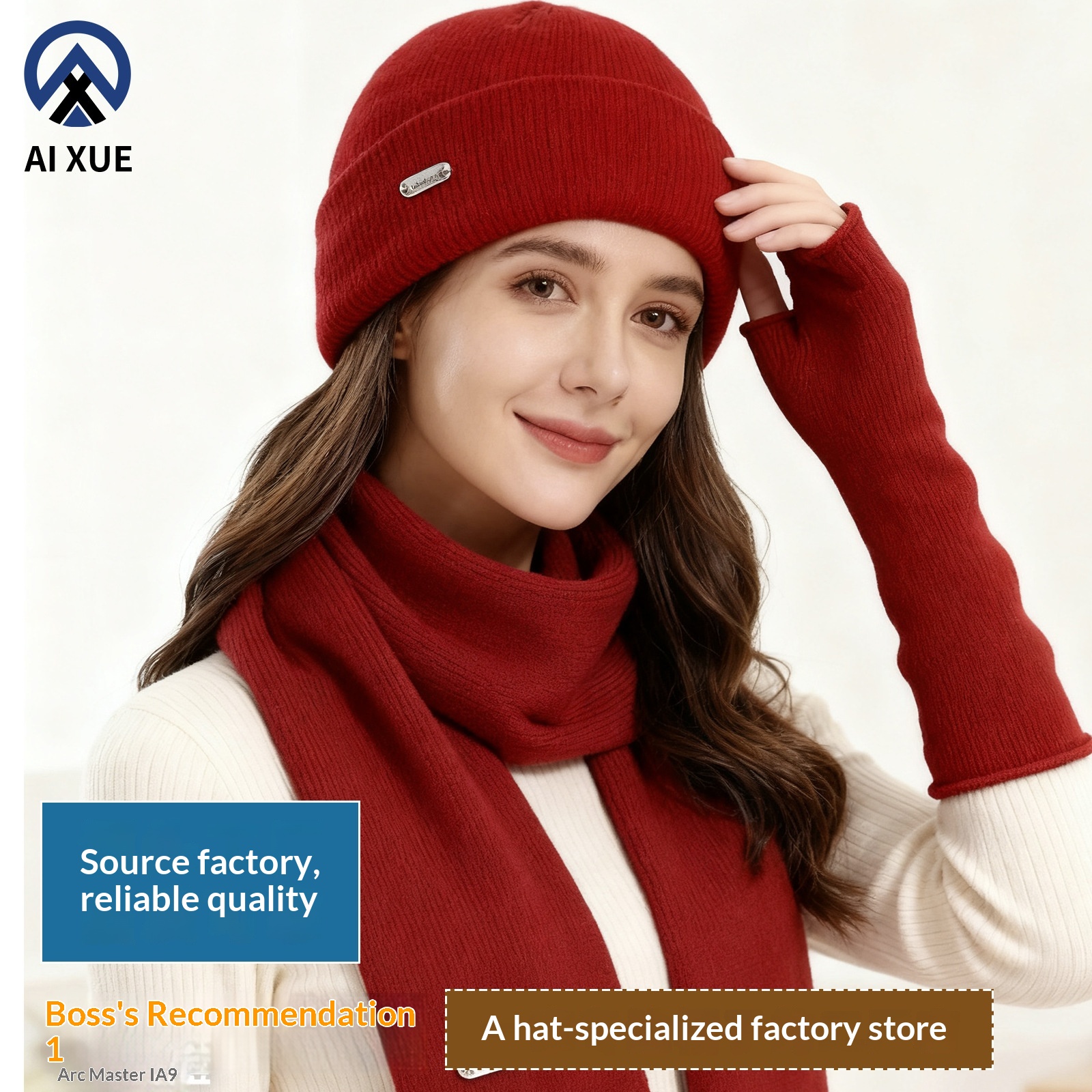 2025 New Scarf Gloves Three-Piece For Women Autumn Winter Cashmere Knitted Wool Hat Warm Set_desvips.com
