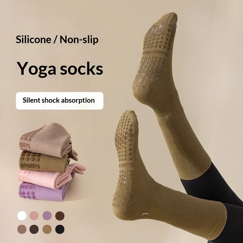 Calzini antiscivolo professionali Surge Surge Yoga per donna, per fitness, danza, pilates, sport, energia muscolare, lunghi, tubolari_voghion.com