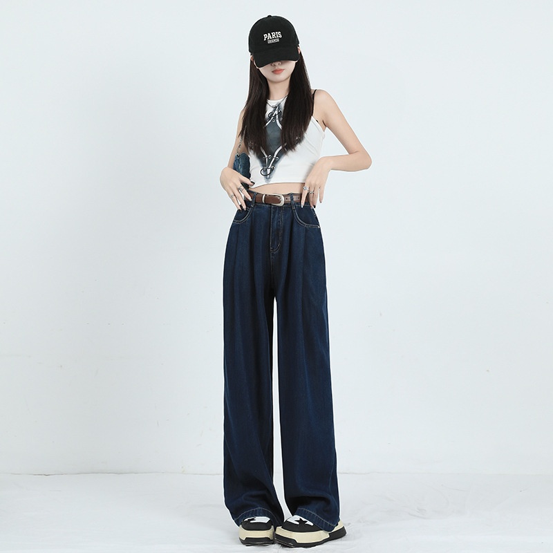ELLE American Retro Wide-Leg Jeans For Women, Autumn Winter Spring Summer 2025 New High-Waisted Straight Loose Floor-Length_mkmklike.com