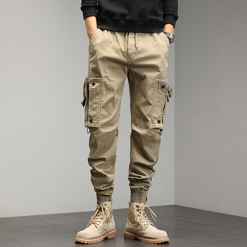 BOY Hot-Selling Men's Casual Zipper Multi-Pocket Comfortable Jogger Cargo Pants Sports Versatile 8091_voghion.com