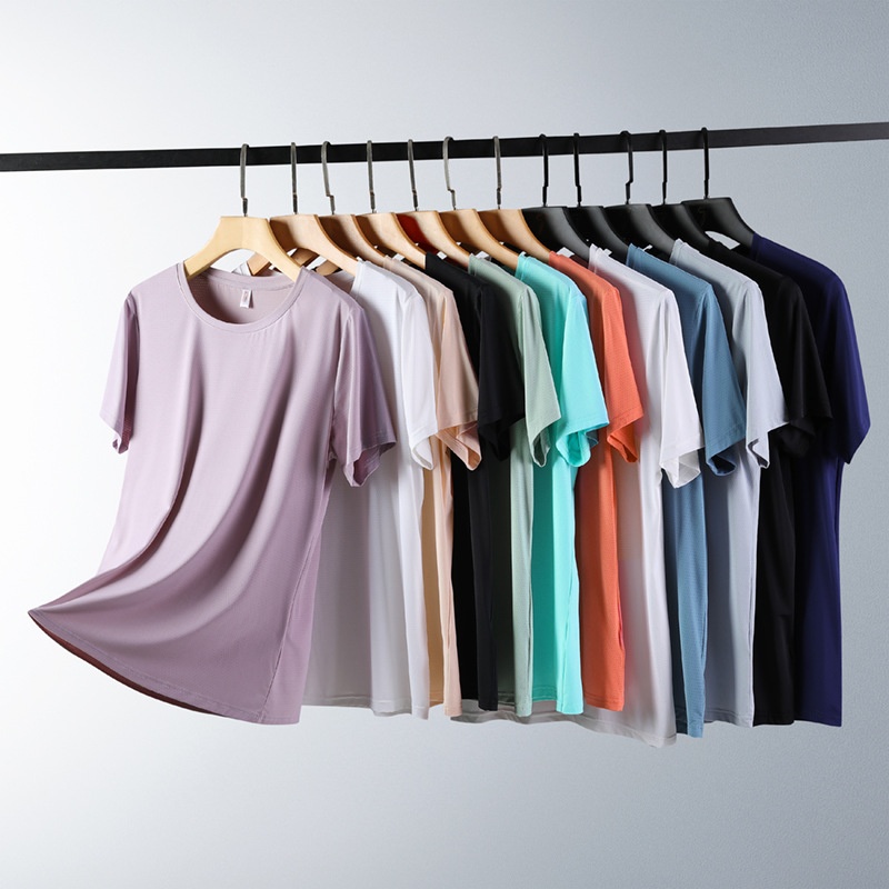 Surge Cross-Border Couple Style Ice Silk For Women Summer T-Shirt Sports Short Sleeve Men Factory Direct Quick-Dry Top_voghion.com