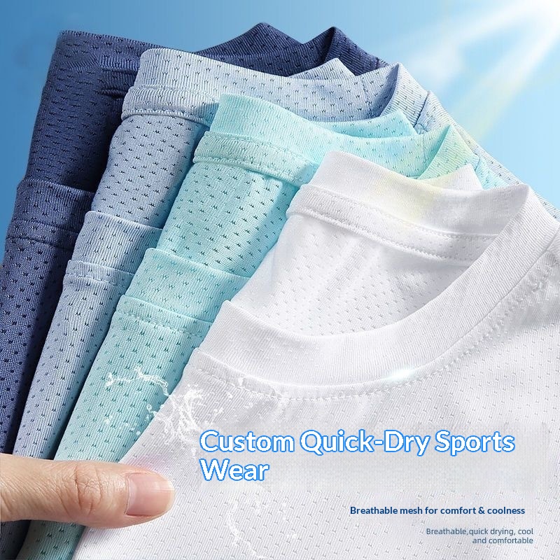 Surge Quick-Dry Ice Silk Mesh Short T-Shirt For Men, Summer New Breathable Running Sports Men's Half Sleeve Shirt_voghion.com