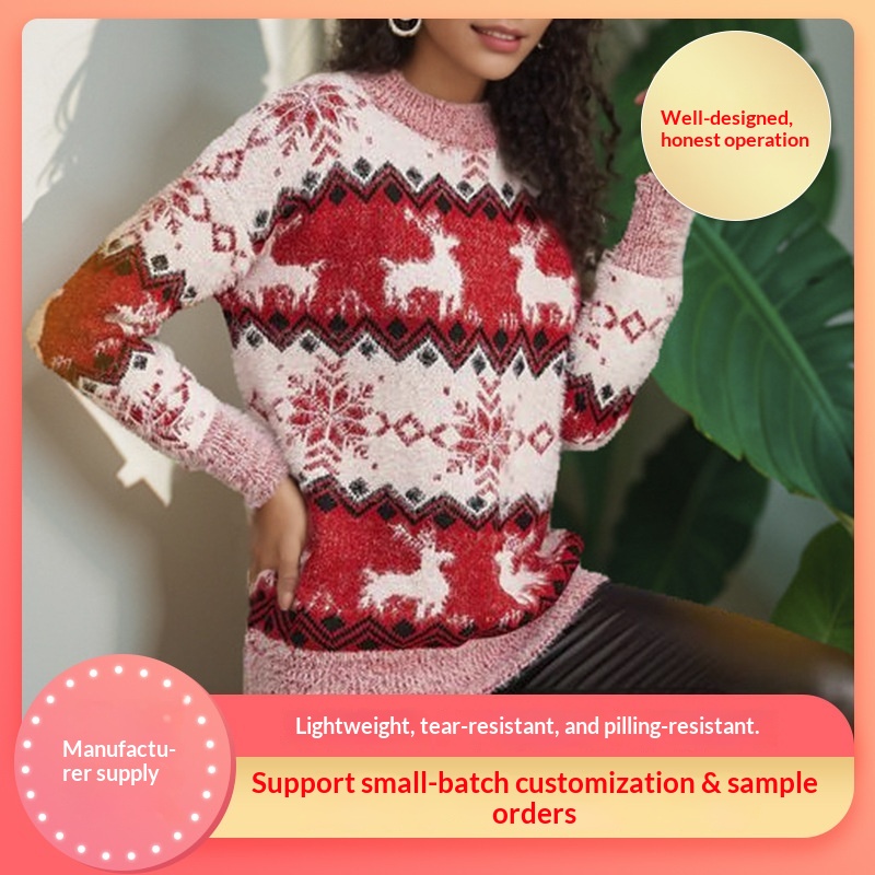 Nieuwe modieuze kersttrui voor dames uit 2024, gebreide pullover voor de herfst en winter._voghion.com
