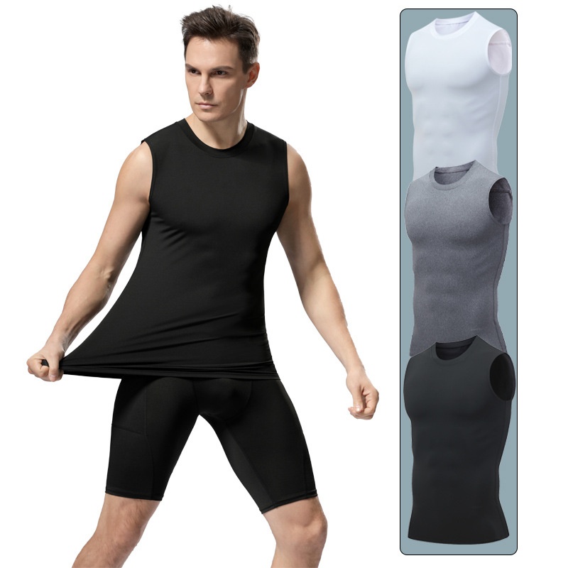 Surge P Sports Vest Men Quick-Dry High Elastic Tight-Fitting Fitness Basketball Shirt Running Training Short-Sleeve T-Shirt_voghion.com