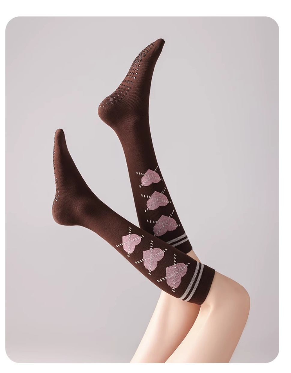 Autumn Winter Korean Style Calf Yoga Low Non-Slip Indoor Training Compression Outdoor Sports Running Long Socks_desvips.com