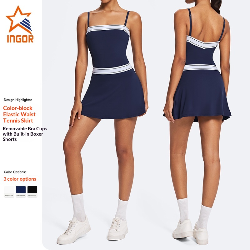Jinke New Fashionable Two-Piece Sports Set Outdoor Golf Tennis Skirt Running Yoga Wear For Women_voghion.com