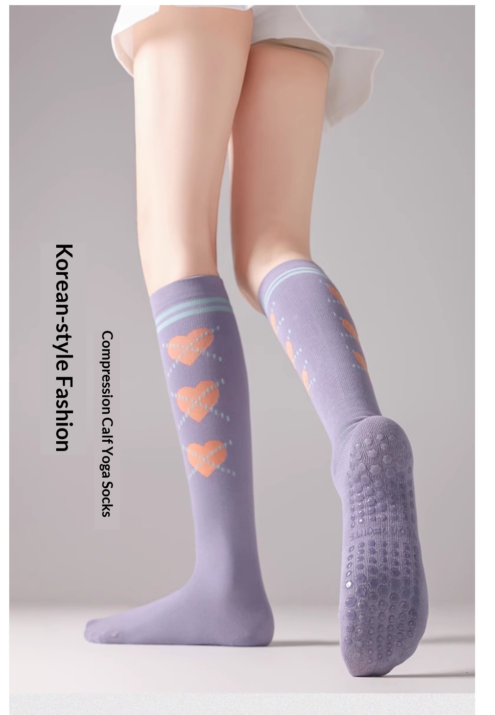 Autumn Winter Korean Style Calf Yoga Low Non-Slip Indoor Training Compression Outdoor Sports Running Long Socks_desvips.com