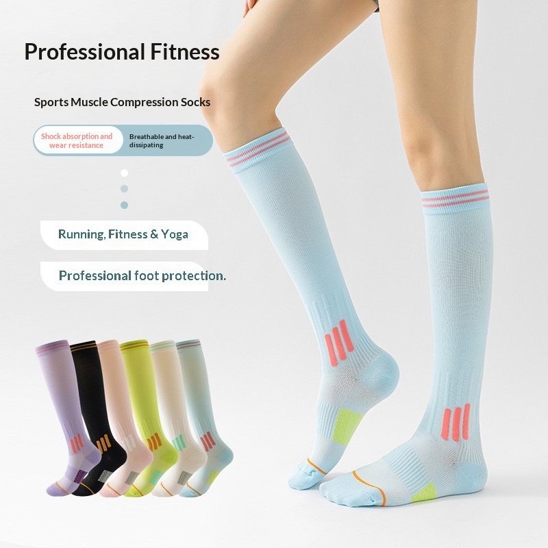 Calf Yoga Dopamine Compression Long Fitness Running Outdoor Cycling High Tube Women Socks_voghion.com
