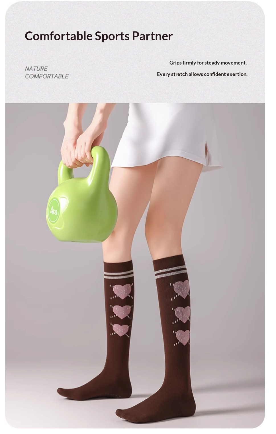 Autumn Winter Korean Style Calf Yoga Low Non-Slip Indoor Training Compression Outdoor Sports Running Long Socks_desvips.com