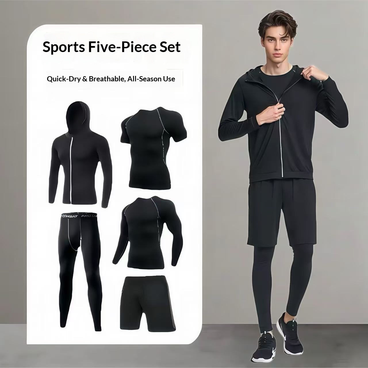 Men's Outdoor Wear High Elastic Sports Suit Fitness Clothing Running Moisture-Wicking Quick-Dry Breathable Tight-Fitwear_voghion.com