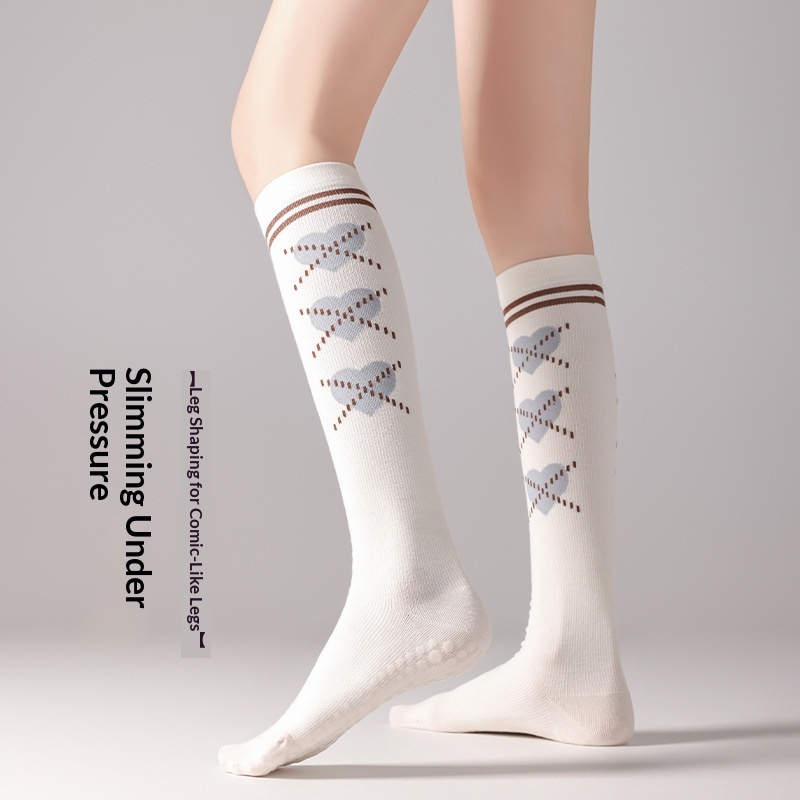 Autumn Winter Korean Style Calf Yoga Low Non-Slip Indoor Training Compression Outdoor Sports Running Long Socks_desvips.com