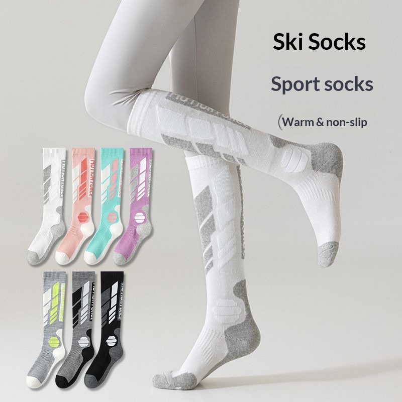 Women's Ski Winter Thickened Warm Long Tube Outdoor Sports Hiking Snowboarding Running Non-Slip Wool Yoga Socks_voghion.com