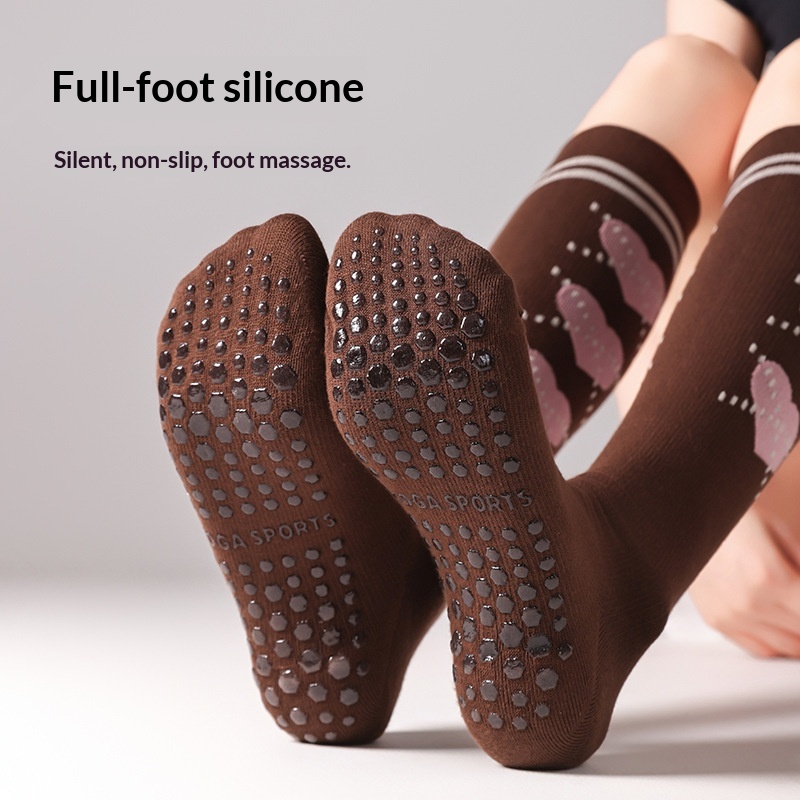 Autumn Winter Korean Style Calf Yoga Low Non-Slip Indoor Training Compression Outdoor Sports Running Long Socks_desvips.com