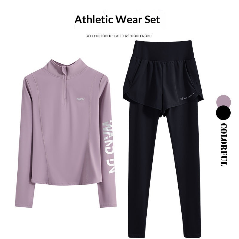 Zipper Running Top Fitness New Set Sports Long Sleeve Autumn Winter Quick-Dry Yoga Professional Outdoor Training_voghion.com