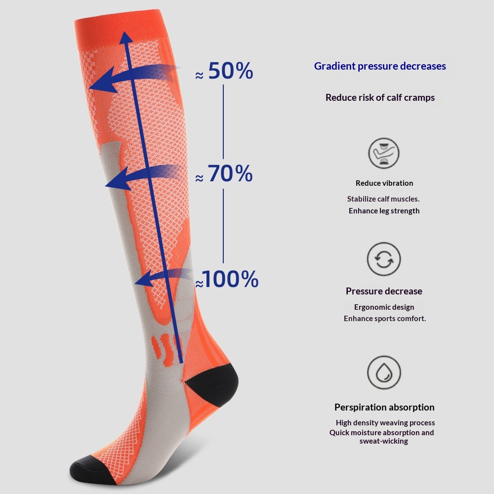 Cross-border Nylon Outdoor Fitness Summer Sports Calf Compression Long Tube Elastic Yoga Socks_voghion.com