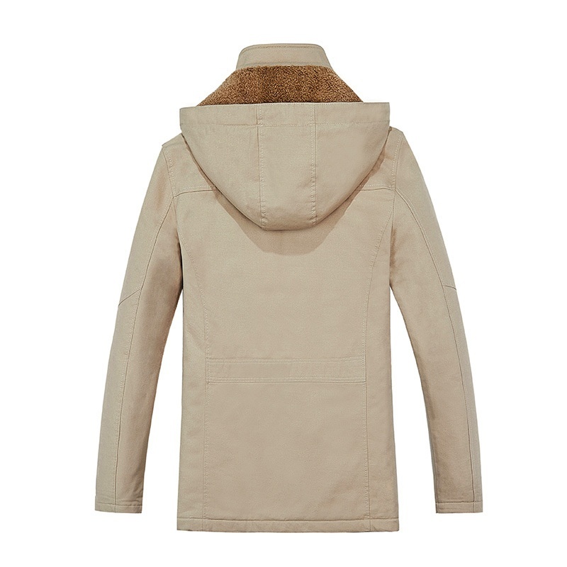 Lunar Apex Autumn Winter 2024 New Foreign Trade Men's Clothing Jacket Fleece Lined Thick Loose Hooded Mid-Length Trench Coat_mkmklike.com