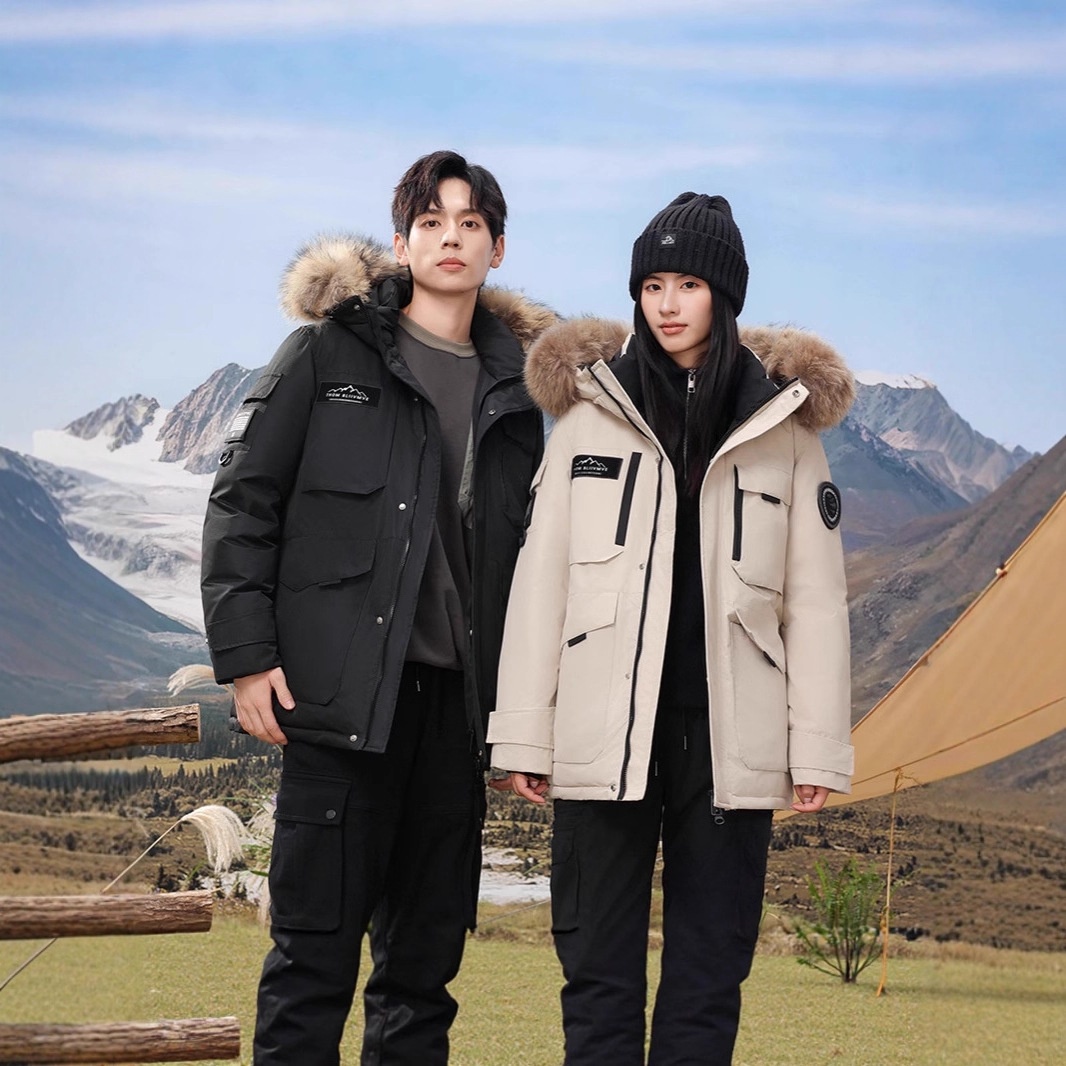 Lunar Apex Outdoor Extreme Cold Thickened Men's Workwear Parka Couple's Down Jacket Men And Women Mid-Length New Large Fur Collar_voghion.com