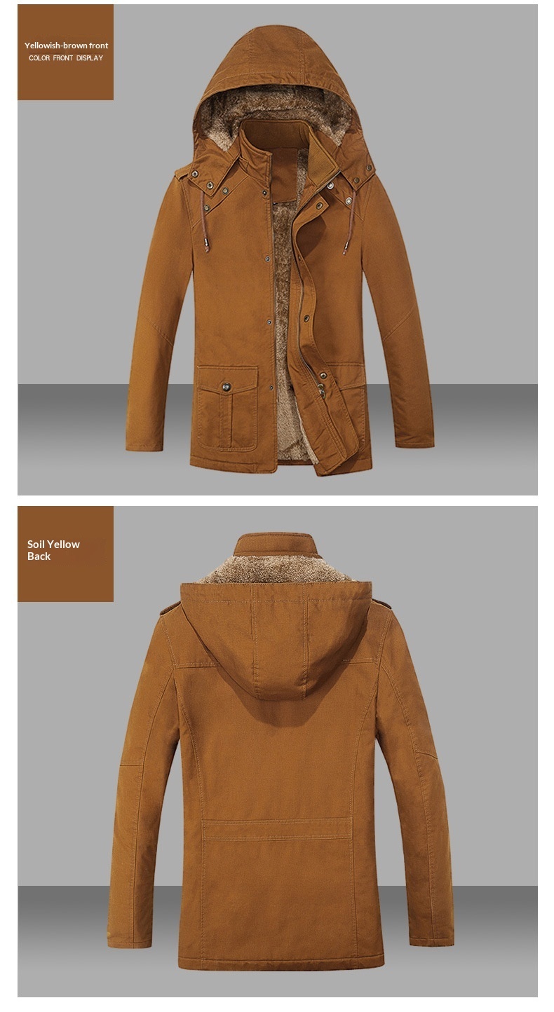 Lunar Apex Autumn Winter 2024 New Foreign Trade Men's Clothing Jacket Fleece Lined Thick Loose Hooded Mid-Length Trench Coat_mkmklike.com