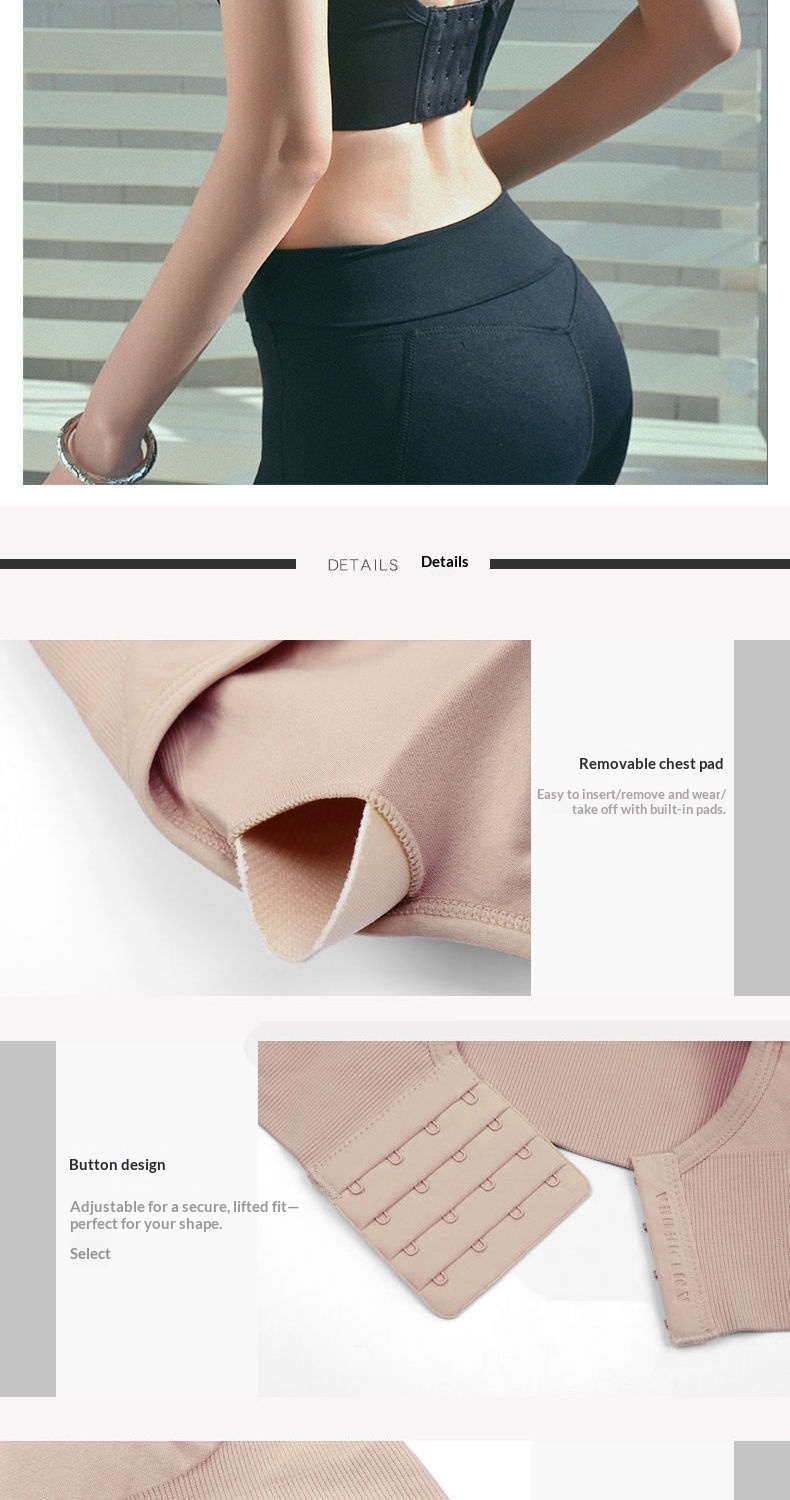 Surge Surge Cross-Border Plus Size Shockproof Sports Push-Up Tube Top Wide Shoulder Straps Racerback Vest Beautiful Back Bra_desvips.com