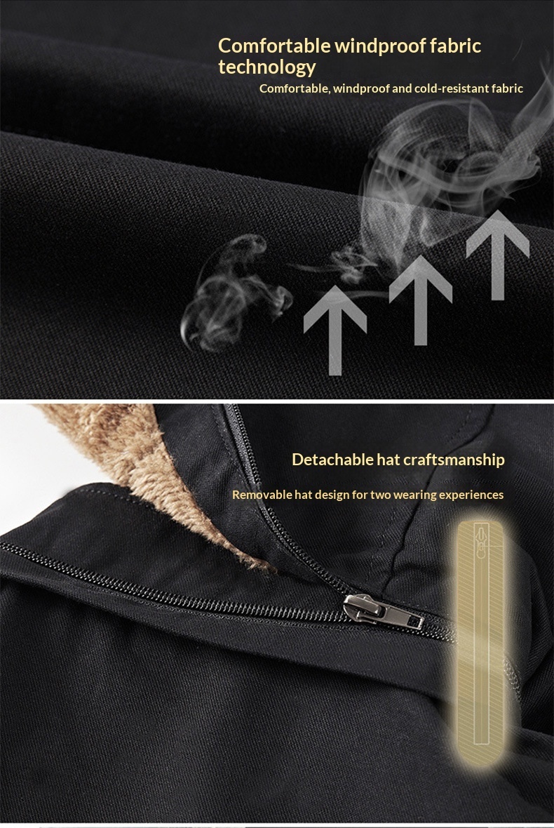 Lunar Apex Autumn Winter 2024 New Foreign Trade Men's Clothing Jacket Fleece Lined Thick Loose Hooded Mid-Length Trench Coat_mkmklike.com