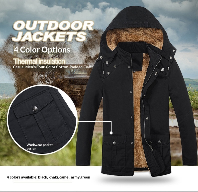 Lunar Apex Autumn Winter 2024 New Foreign Trade Men's Clothing Jacket Fleece Lined Thick Loose Hooded Mid-Length Trench Coat_mkmklike.com