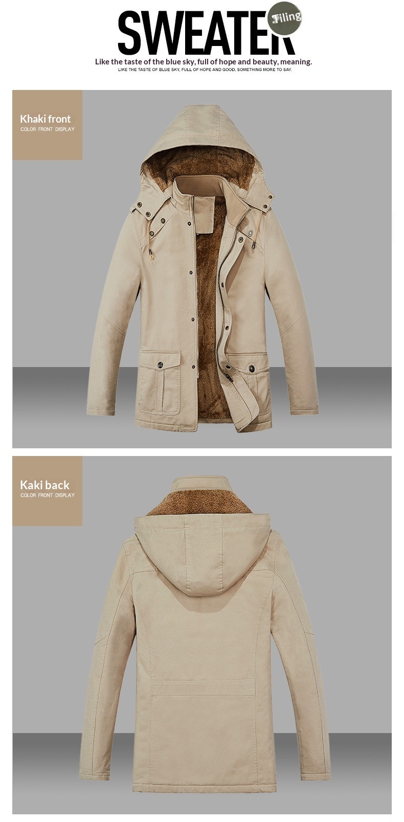 Lunar Apex Autumn Winter 2024 New Foreign Trade Men's Clothing Jacket Fleece Lined Thick Loose Hooded Mid-Length Trench Coat_mkmklike.com