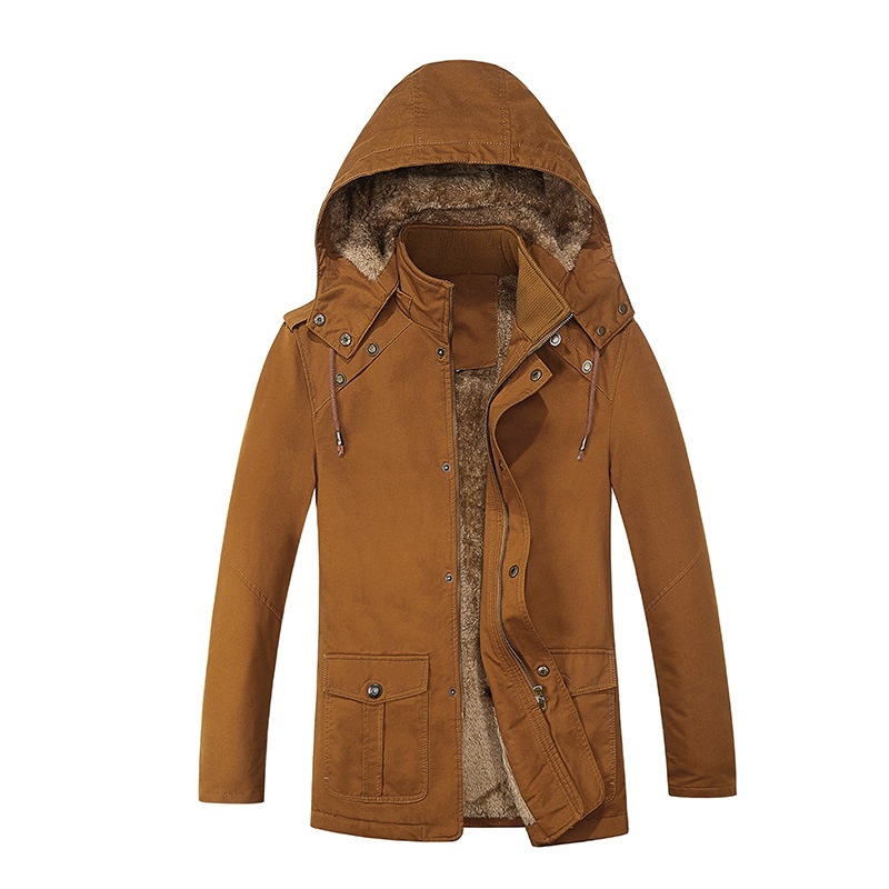 Lunar Apex Autumn Winter 2024 New Foreign Trade Men's Clothing Jacket Fleece Lined Thick Loose Hooded Mid-Length Trench Coat_mkmklike.com