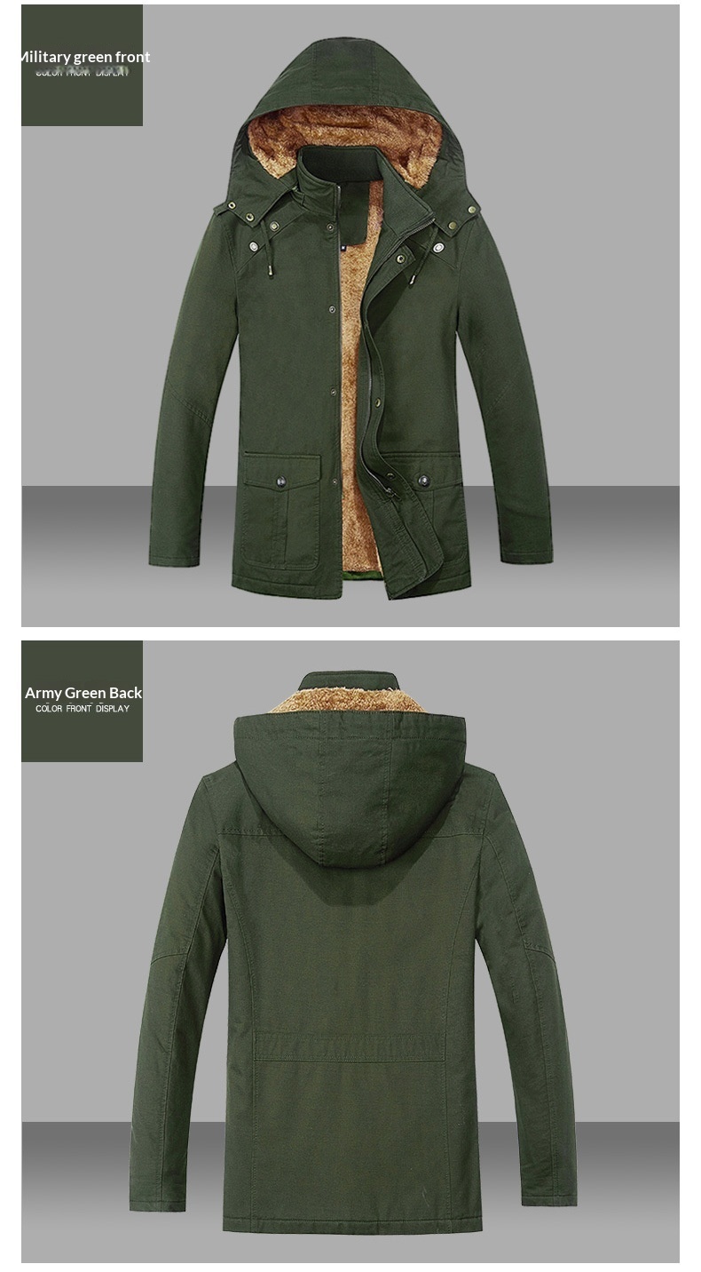 Lunar Apex Autumn Winter 2024 New Foreign Trade Men's Clothing Jacket Fleece Lined Thick Loose Hooded Mid-Length Trench Coat_mkmklike.com