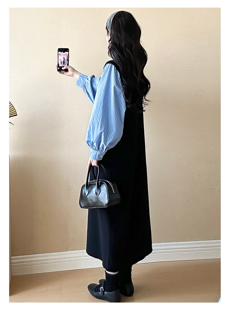 Autumn New Korean Fashion Two-Piece Patchwork Maternity Dress_ecoleips.com