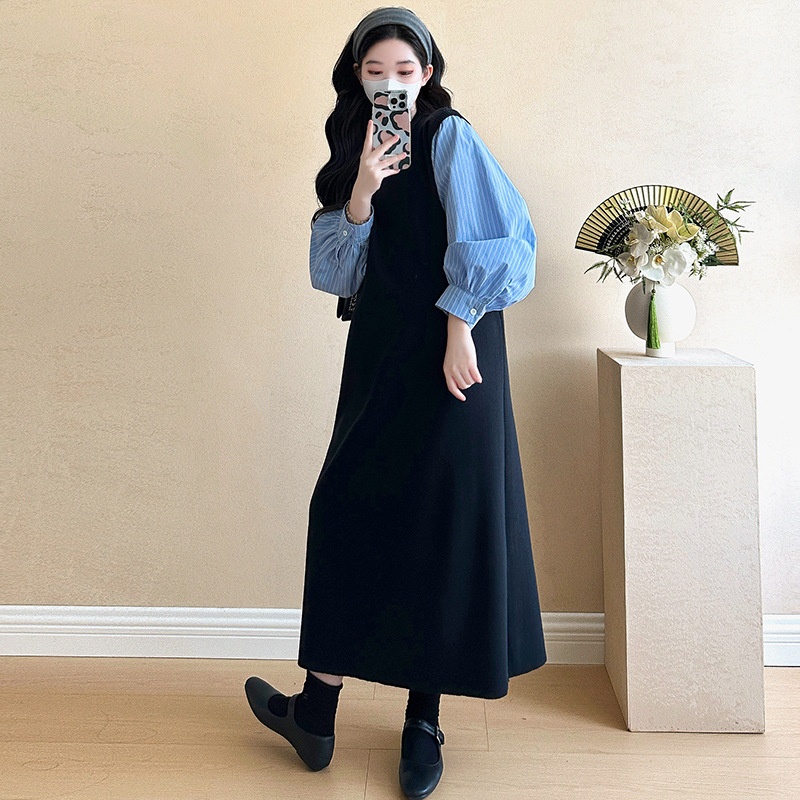 Autumn New Korean Fashion Two-Piece Patchwork Maternity Dress_ecoleips.com