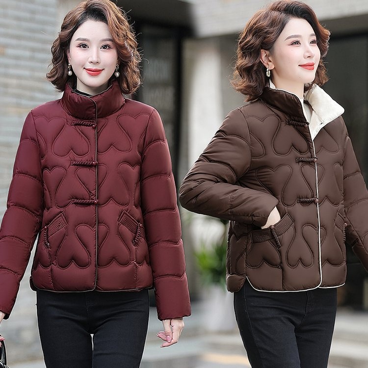 Clair Mom's Short Down Jacket Stylish Middle-aged And Elderly Women's Autumn Winter Lady's Fleece-lined Coat Fashionable_voghion.com