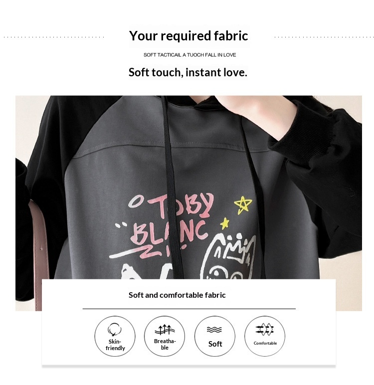 Autumn New Korean Fashion Loose Raglan Sleeve Hooded Maternity Dress_ecoleips.com