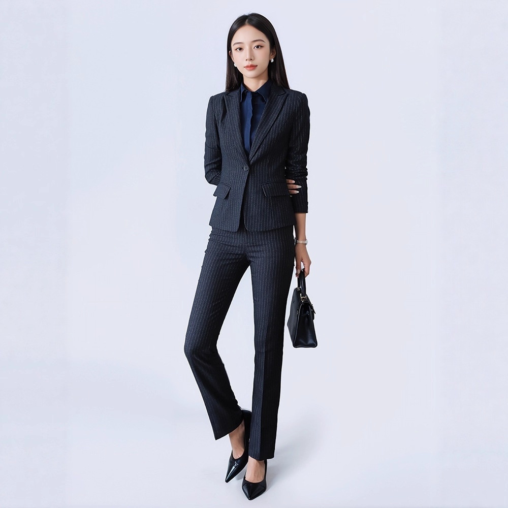 Striped Suit Set For Women Three-Piece Professional Commuting Women's Wear High-End Elegant British Style Jewelry Store_voghion.com