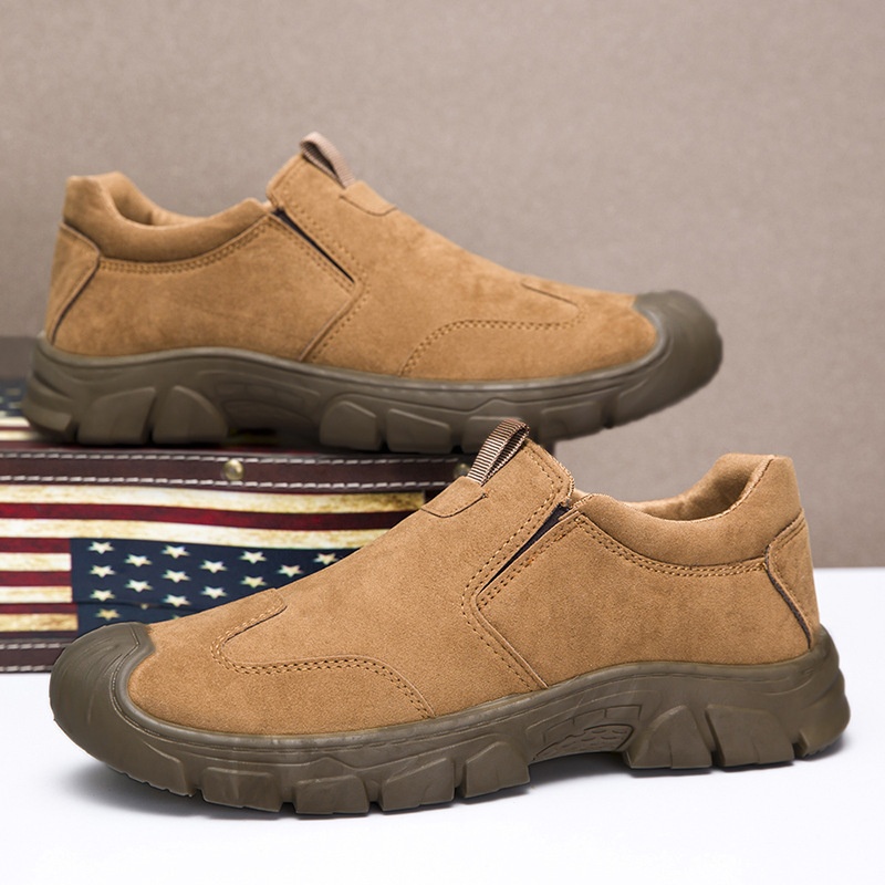 WalkPrime Cross-Border Wiosna i Jesień Nowe Męskie Wsuwane Buty Robocze na Grubej Podeszwie z Niskim Cholewką_voghion.com