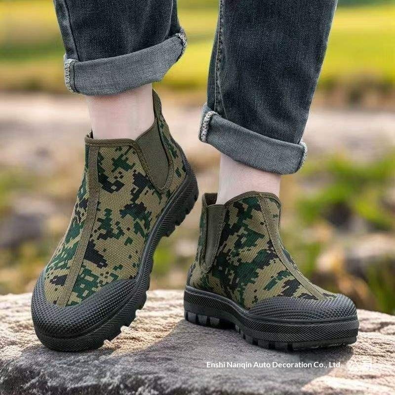 WalkPrime Jiefang Men Women, Durable Work Rubber High-top Safety Shoes, Slip-on Lazy For Spring And Autumn, Yuanbao Shoes_voghion.com
