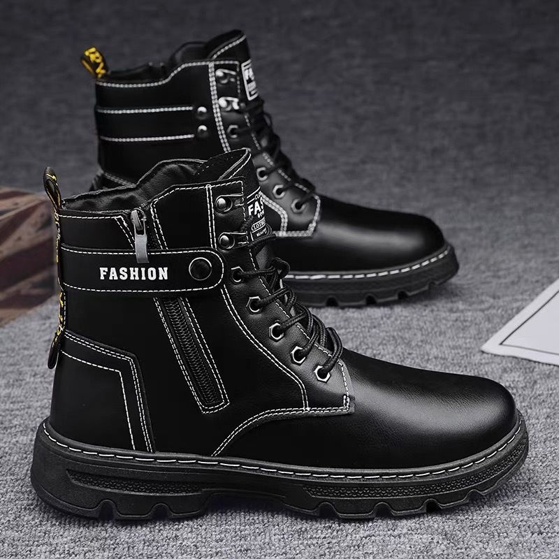 WalkPrime 2025 High-Top Autumn Outdoor Hiking Work Martin Boots Men's Motorcycle Sports Trendy Shoes_voghion.com