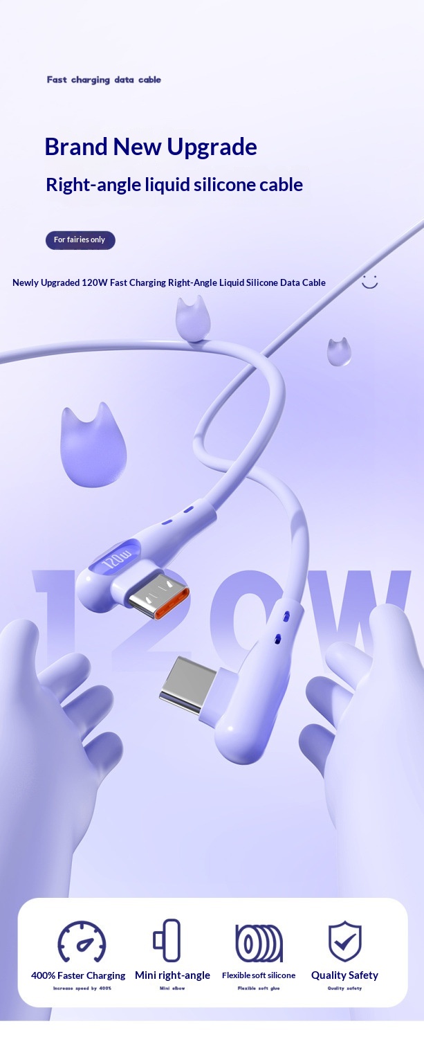 TechCore Game Elbow Datenkabel kompatibel mit iPhone 15, Huawei Flash, Honor 6A, Xiaomi, 120W Schnellladefunktion_voghion.com