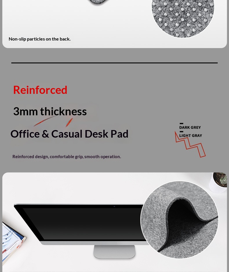 TechCore Large Mouse Pad Simple Solid Color Thickened Drip Plastic Non-Slip Computer Office Felt Calligraphy Mat_voghion.com