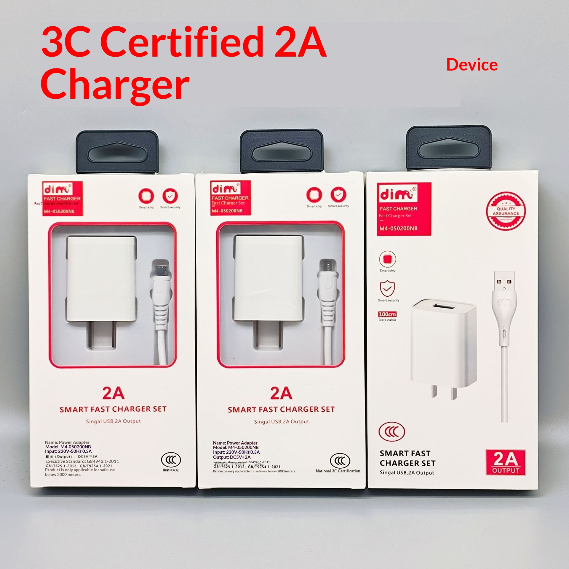 TechCore 3C Certified 2A Charger Set Compatible With Android Iphone Type-C Phones Fast Charging Data Cable_voghion.com