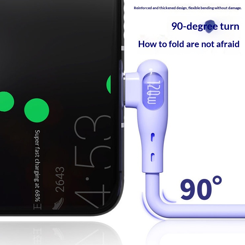 TechCore Game Elbow Datenkabel kompatibel mit iPhone 15, Huawei Flash, Honor 6A, Xiaomi, 120W Schnellladefunktion_voghion.com