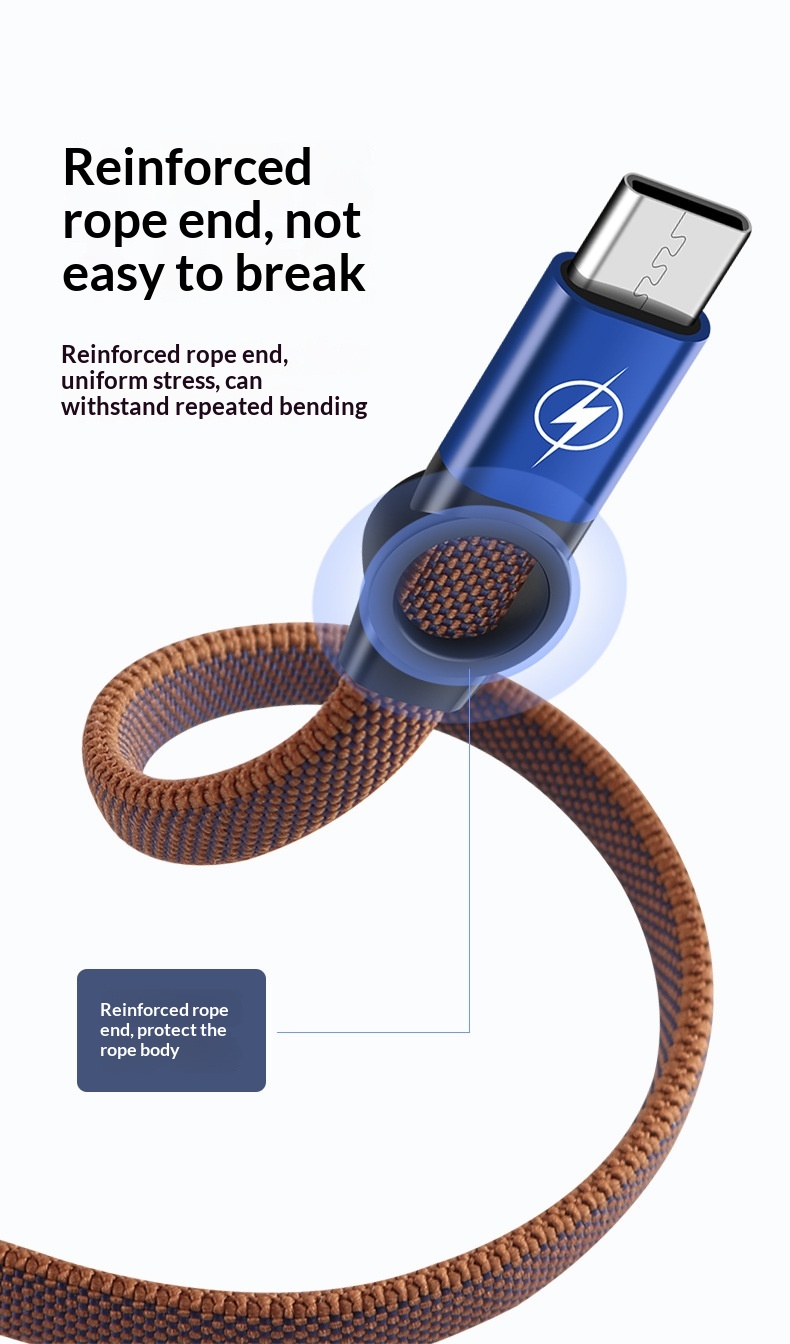 TechCore Großhandel Handy-Schnellladekabel mit USB-Anschluss, kompatibel mit iPhone Lightning, Android und Typ-C (Einzelanschluss)_voghion.com