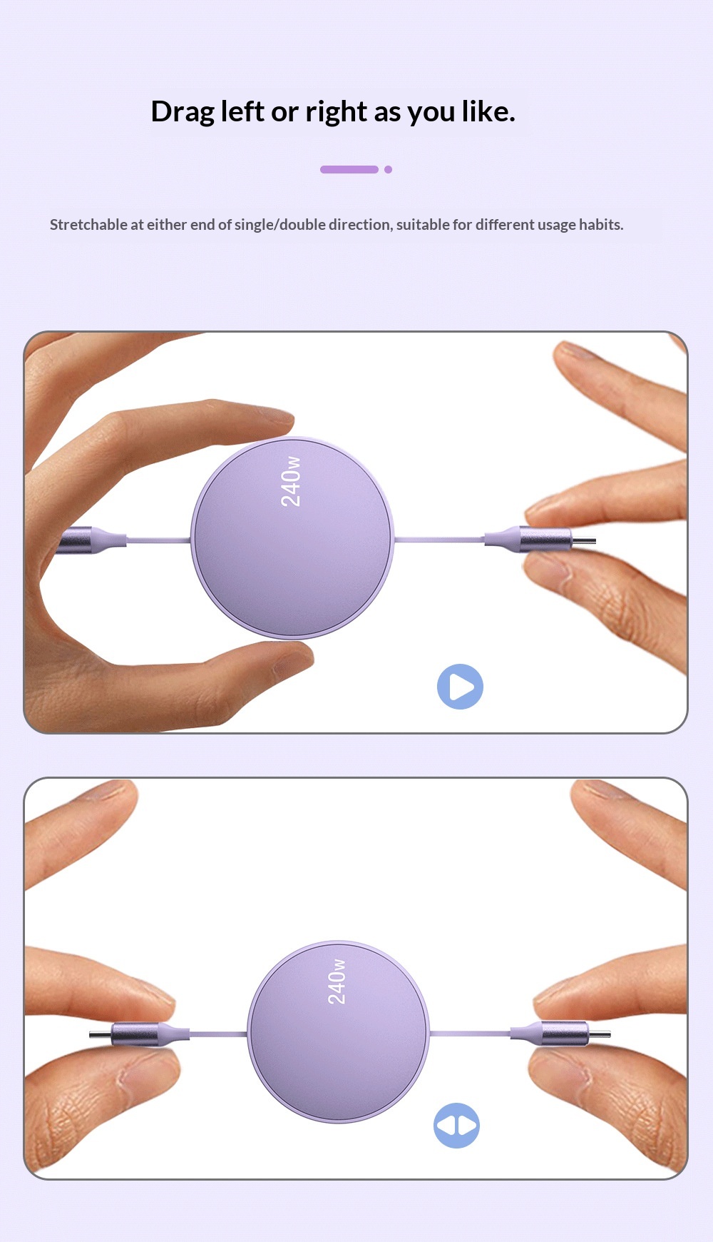 Cavo dati singolo retrattile TechCore da 240 W compatibile con iPhone 15 Huawei Pura Phone Cable Dual C per ricarica rapida per tablet_voghion.com