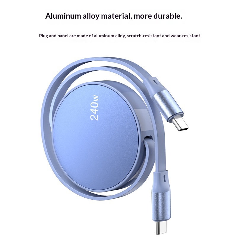 Cavo dati singolo retrattile TechCore da 240 W compatibile con iPhone 15 Huawei Pura Phone Cable Dual C per ricarica rapida per tablet_voghion.com