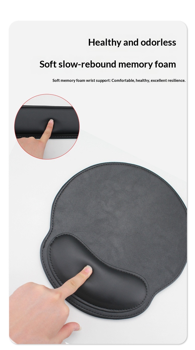 Leather Mouse Pad With Memory Foam Wrist Support For Desk Office_voghion.com