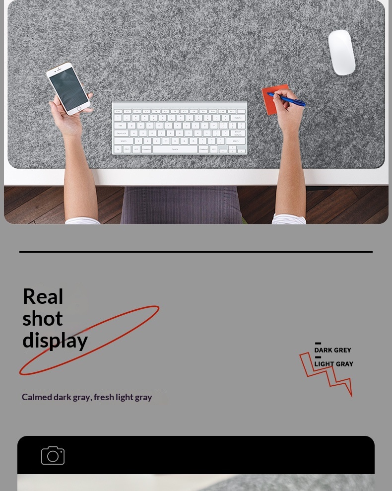 TechCore Large Mouse Pad Simple Solid Color Thickened Drip Plastic Non-Slip Computer Office Felt Calligraphy Mat_voghion.com