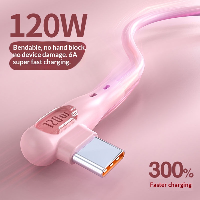 TechCore Game Elbow Datenkabel kompatibel mit iPhone 15, Huawei Flash, Honor 6A, Xiaomi, 120W Schnellladefunktion_voghion.com