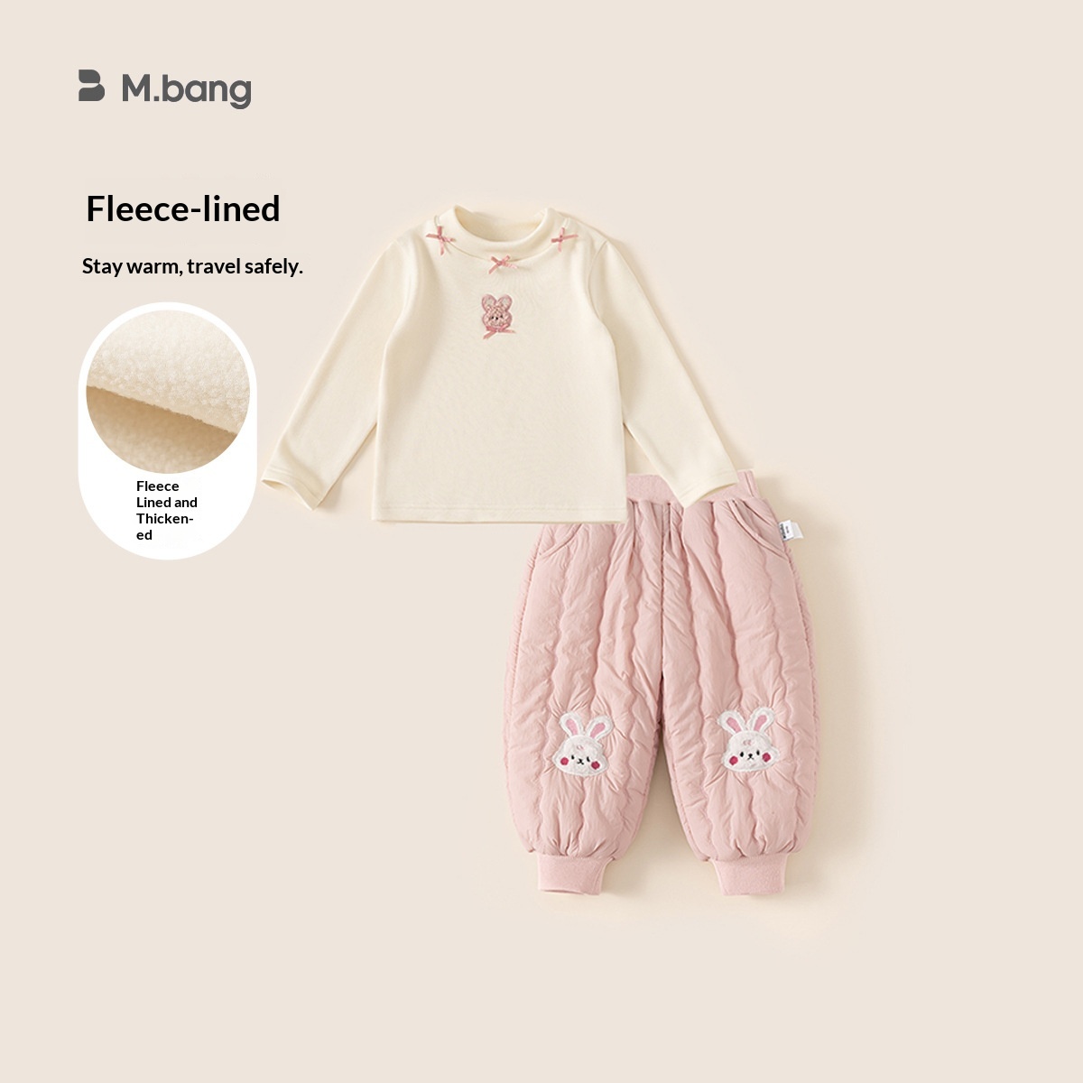 Alyce-xiyue1baobao Bangxuan Kleidung Winter Warme Mädchenkleidung Einteiler Fleece-Unterhemd Baby Mädchen Zweiteiler Baumwollhose Kinderset_voghion.com