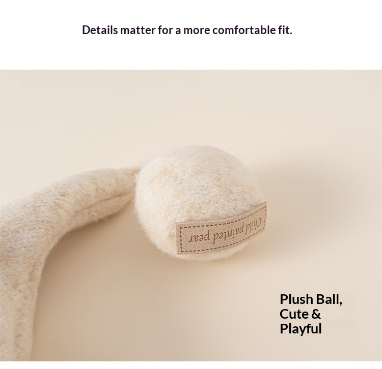 Bonnet d'hiver fille en tricot avec pompon et protège-oreilles_voghion.com