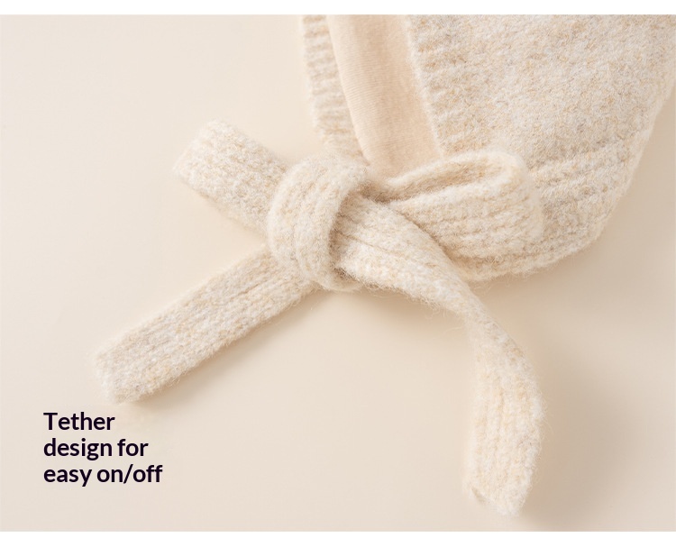 Bonnet d'hiver fille en tricot avec pompon et protège-oreilles_voghion.com